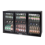 Polarcab Black Back Bar Fridge - 3 Hinged Doors, 297L