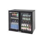 Polarcab Black Back Bar Fridge - 2 Hinged Doors, 192L
