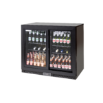 Polarcab Black Back Bar Fridge - 2 Sliding Doors, 192L