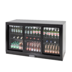 Polarcab Black Back Bar Fridge - 3 Sliding Doors, 297L